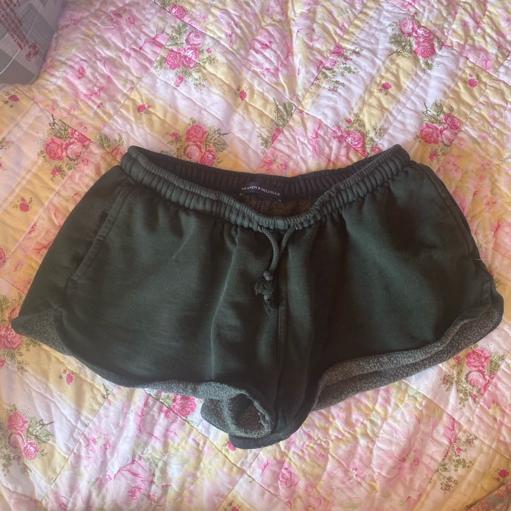 Brandy Melville Dark Green Cozy Drawstring Lounge Shorts